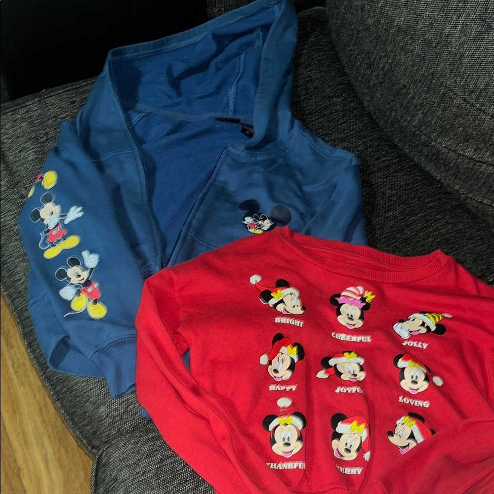 Disney Blue zip up & Disney red hoodie